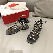 Valentino Black Studed Flat Bohemian Sandals - 2