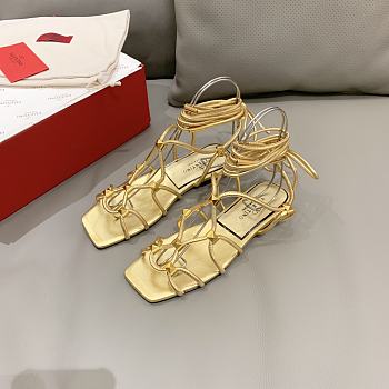 Valentino Golden Studed Flat Bohemian Sandals