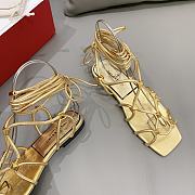 Valentino Golden Studed Flat Bohemian Sandals - 6