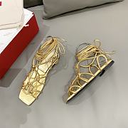 Valentino Golden Studed Flat Bohemian Sandals - 5