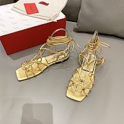 Valentino Golden Studed Flat Bohemian Sandals - 4