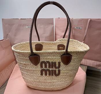 MIU MIU Palmito Raffia Shopping Bag