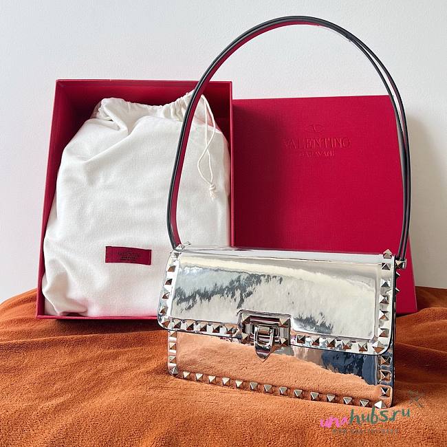 Valentino rockstud23 smooth silver shoulder bag - 1