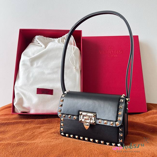 Valentino small rockstud23 smooth black shoulder bag - 1