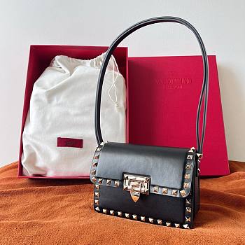 Valentino small rockstud23 smooth black shoulder bag