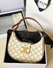 Celine Ava Triomphe white canvas and calfskin bag - 1