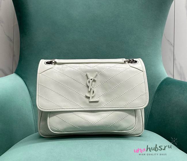 YSL Niki medium white leather should bag - 1