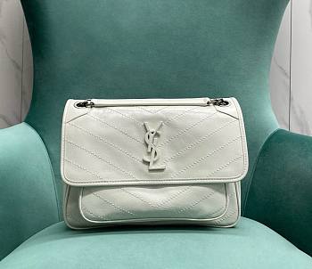 YSL Niki medium white leather should bag