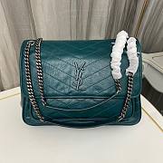 YSL Niki Large Blue Wrinkle Leather Bag - 1