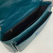 YSL Niki Large Blue Wrinkle Leather Bag - 4