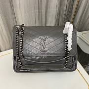 YSL Niki Large Gray Wrinkle Leather Bag - 1