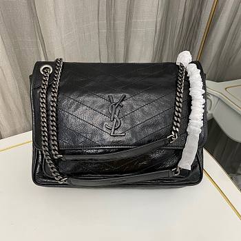 YSL Niki Large Black Wrinkle Leather Bag 