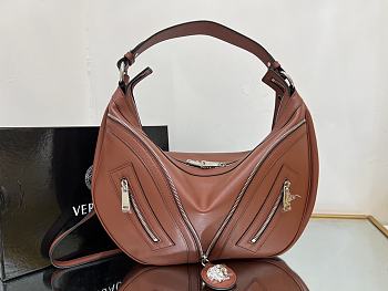 Versace Repeat Brown Leather Shoulder Bag