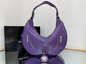 Versace Repeat Purple Leather Shoulder Bag