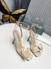 Prada Beige Rose Ankle Strap Heels - 5