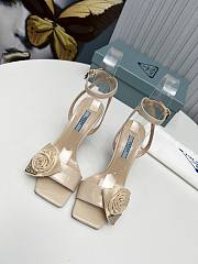 Prada Beige Rose Ankle Strap Heels - 3