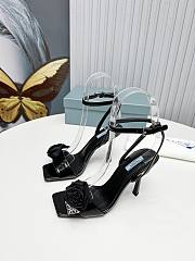 Prada Black Rose Ankle Strap Heels - 5