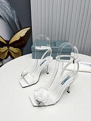 Prada White Rose Ankle Strap Heels - 5