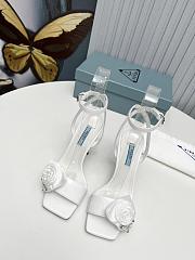 Prada White Rose Ankle Strap Heels - 2