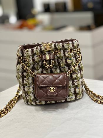 Chanel AS3947 small brown tweed backpack 
