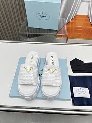 Prada white woven heeled sandals  - 4