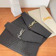 YSL Uptown crocodile leather pouch（ white/ beige/ black) - 1