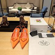 Prada Gabardine Orange Slingback Pointed Pumps - 3