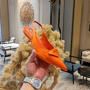 Prada Gabardine Orange Slingback Pointed Pumps - 4