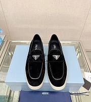 Prada black suede leather loafers - 1