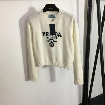 PRADA Cashmere Wool Crewneck Sweater In White