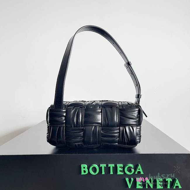 Bottega Veneta Small Crinkled Black Brick Cassette Bag - 1