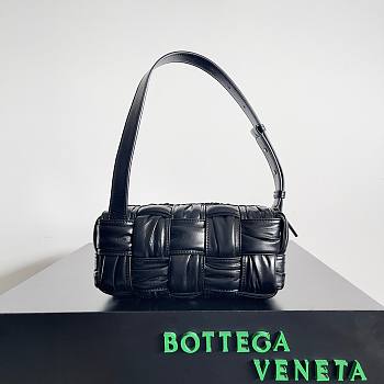 Bottega Veneta Small Crinkled Black Brick Cassette Bag