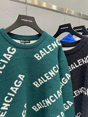 Balenciaga blue intarsia logo jumper sweater - 6