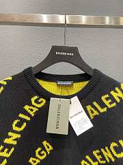 Balenciaga green intarsia logo jumper sweater - 4