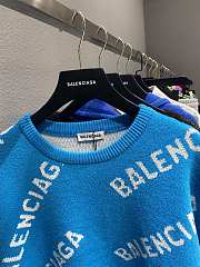 Balenciaga sky blue intarsia logo jumper sweater - 6