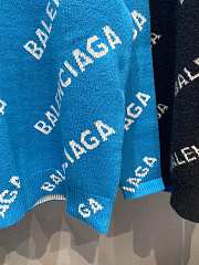 Balenciaga sky blue intarsia logo jumper sweater - 5