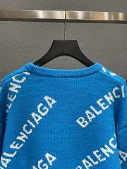 Balenciaga sky blue intarsia logo jumper sweater - 4