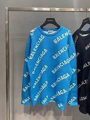 Balenciaga sky blue intarsia logo jumper sweater - 3