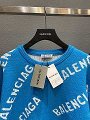 Balenciaga sky blue intarsia logo jumper sweater - 2