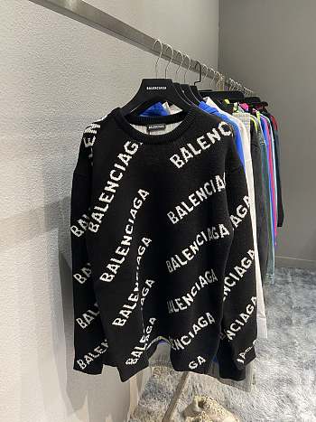 Balenciaga black intarsia logo jumper sweater