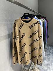 Balenciaga beige intarsia logo jumper sweater - 1