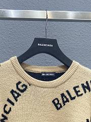 Balenciaga beige intarsia logo jumper sweater - 3