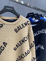 Balenciaga beige intarsia logo jumper sweater - 2