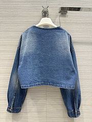 Prada Logo Plaque Cropped Denim Coat - 5