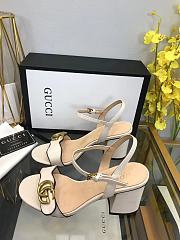 Gucci Marmont Block White Heels - 3