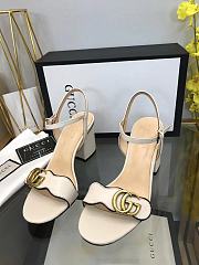 Gucci Marmont Block White Heels - 4