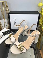 Gucci Marmont Block White Heels - 5