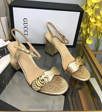 Gucci Marmont Block Golden Heels