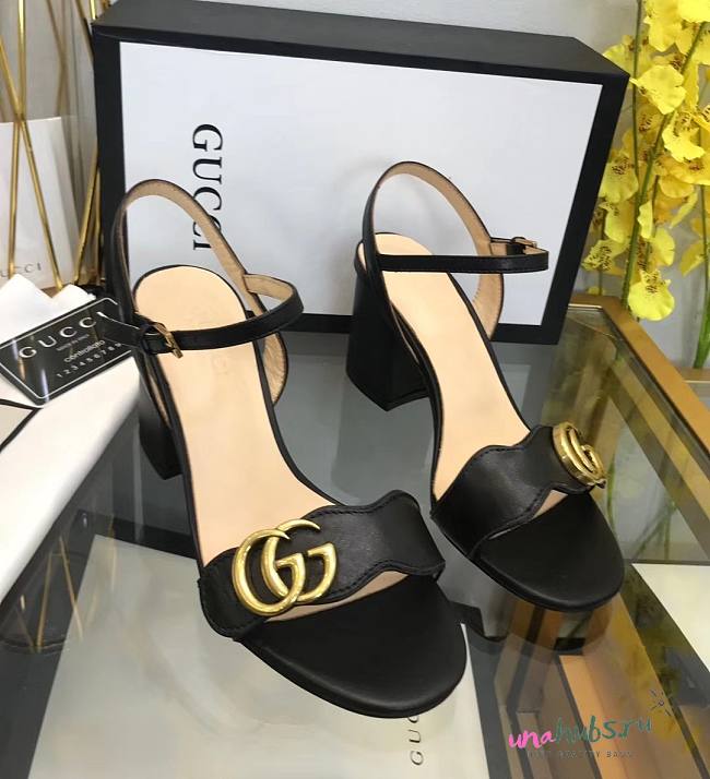 Gucci Marmont Block Black Heels - 1