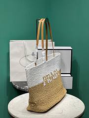 Prada raffia and leather tote bag - 3